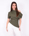 off shoulder draped top kaki