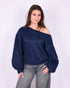 fluffy off shoulder sweater navy