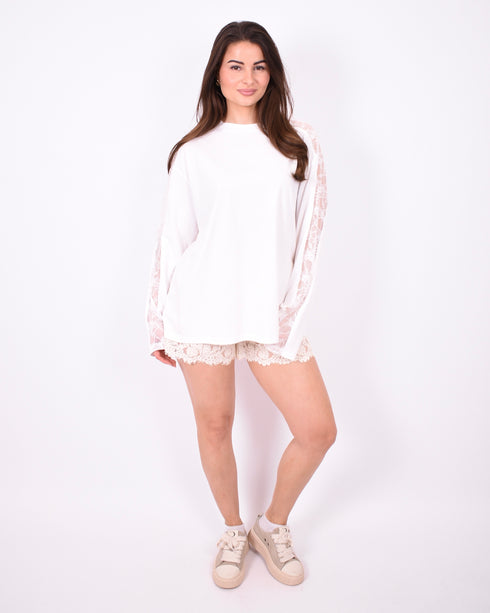 Lace short beige