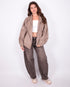 Suede bomber jacket taupe