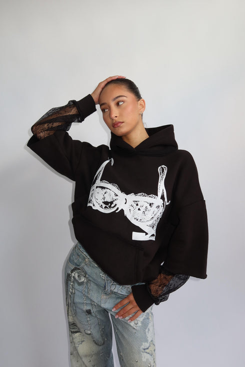 Priority spice Lace hoodie black