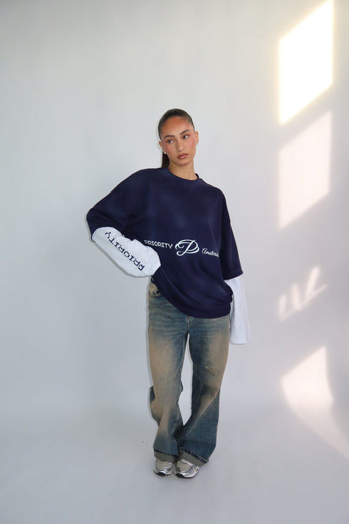 Priority prints longsleeve navy