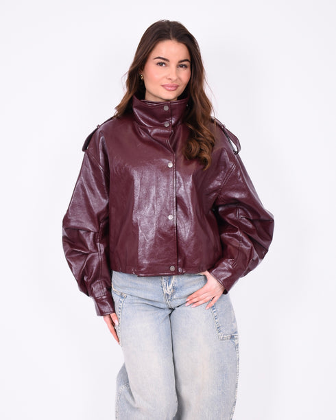 statement leather jacket bordeaux