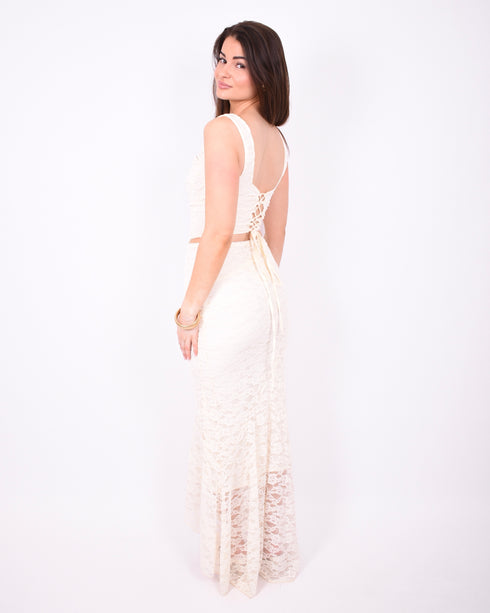 Lace corset two piece Cream