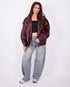 urban braided leather jacket bordeaux
