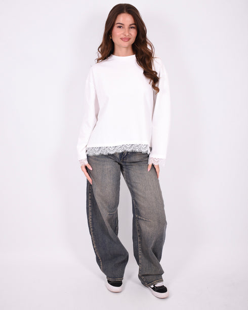 Lace split longsleeve white