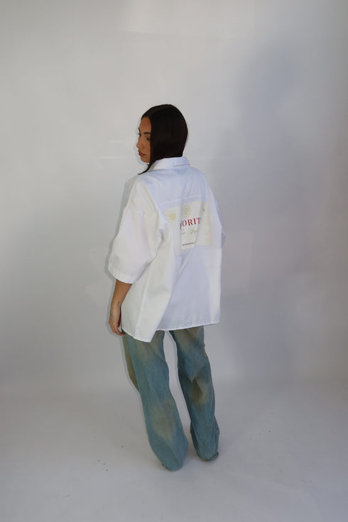 priority members boxy blouse white