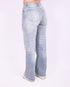 Ripped wide leg stretch jeans
