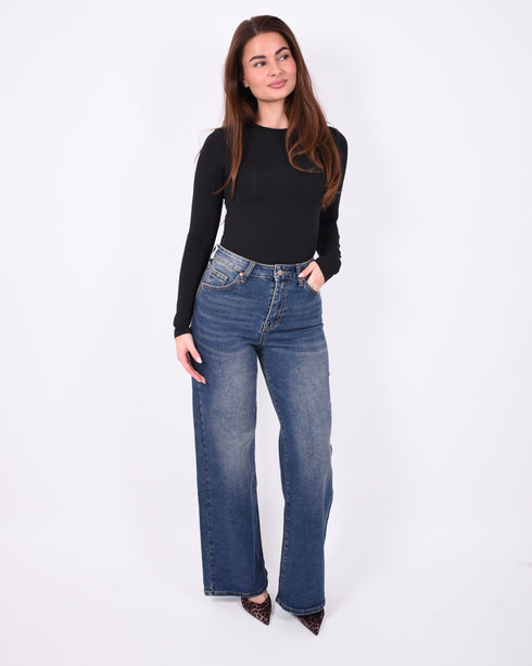 blue vintage wide leg stretch jeans