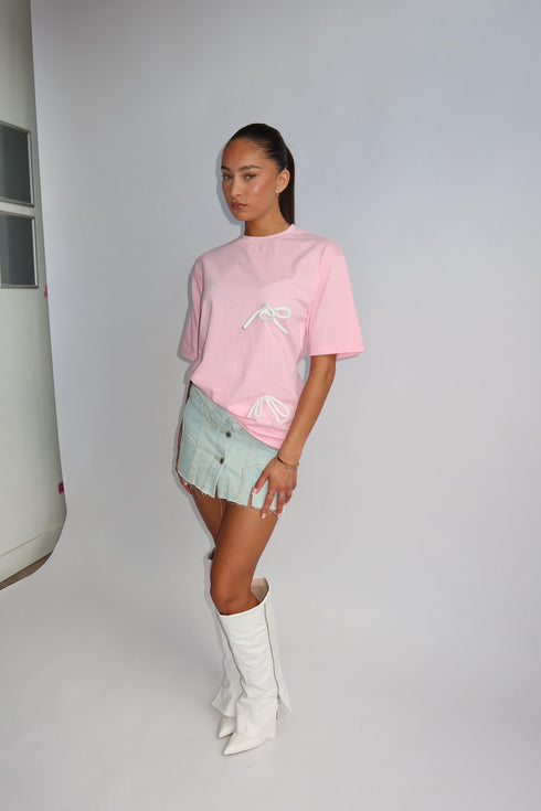 Priority bow tee pink