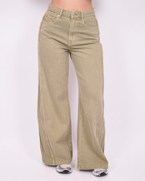 Didi Wide leg jeans matcha green