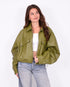 leather bomber jacket green