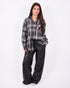 Checkered rhinestone blouse washed black