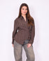 striped wrap blouse brown
