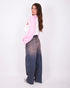 pink washed balloon stretch jeans