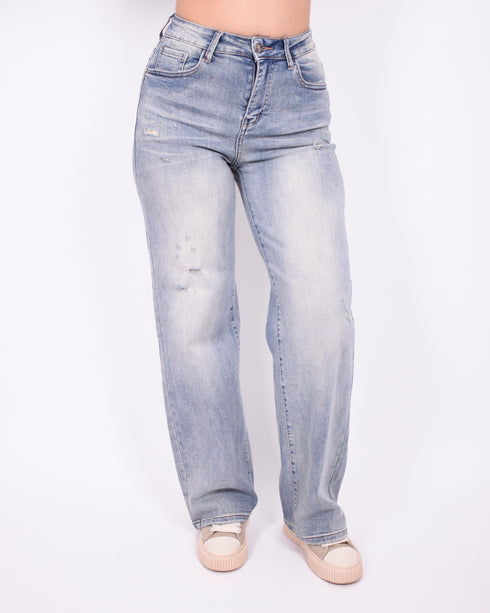 vintage washed straight leg stretch jeans