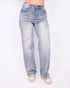 vintage washed straight leg stretch jeans