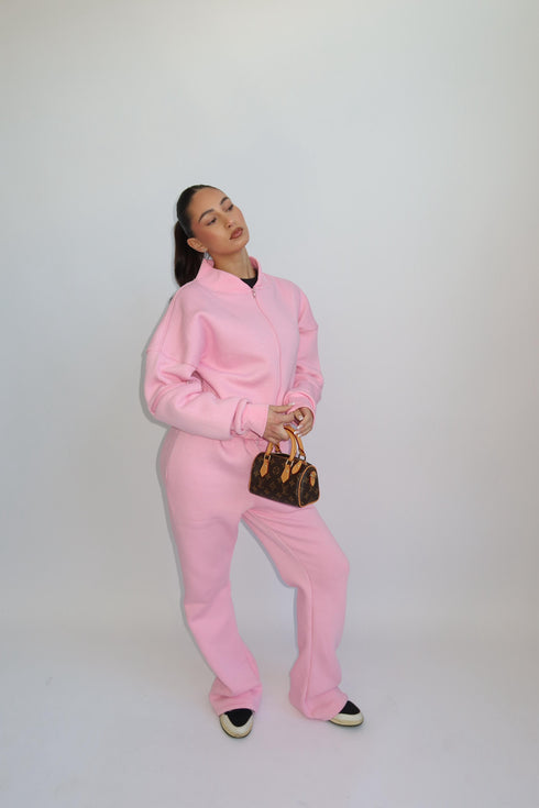 priority bomber jacket set pink