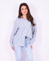 checkered rhinestone blouse light blue
