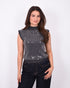 sequin spencer top dark grey
