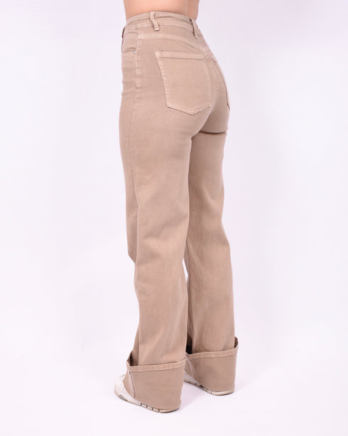 folded stretch jeans beige