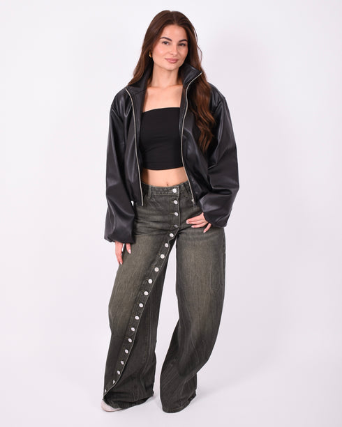 puffy leather jacket
