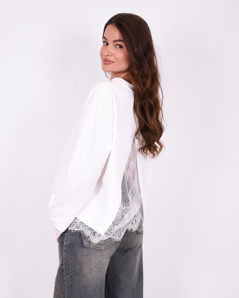 Lace split longsleeve white