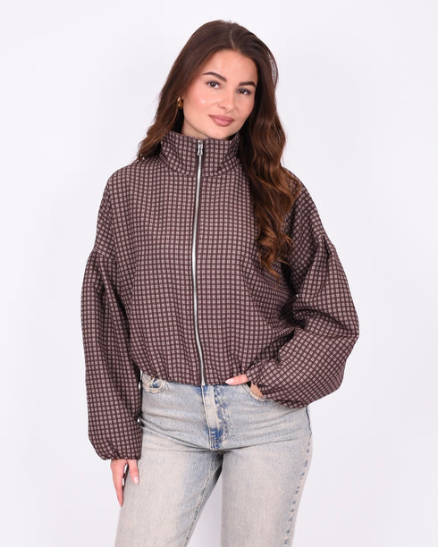 checkered bomber brown