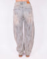 dirty vintage washed balloon stretch jeans
