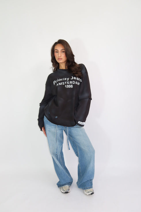 Priority Destroyed Amsterdam longsleeve washed black