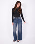 blue vintage wide leg stretch jeans