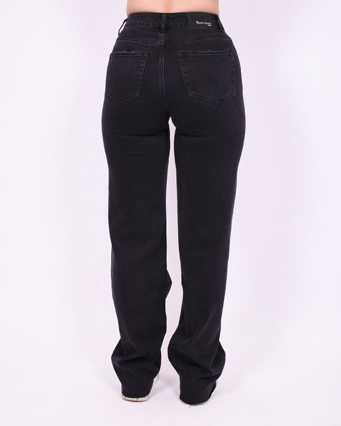Tall wide leg stretch jeans black