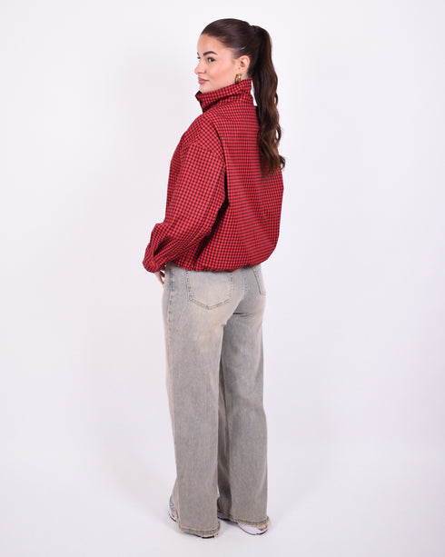 Checkered windjacket red