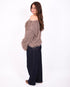 Fluffy one shoulder top taupe