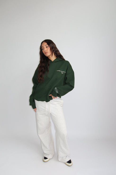 priority work from home hoodie green