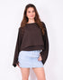 layered flowy top brown