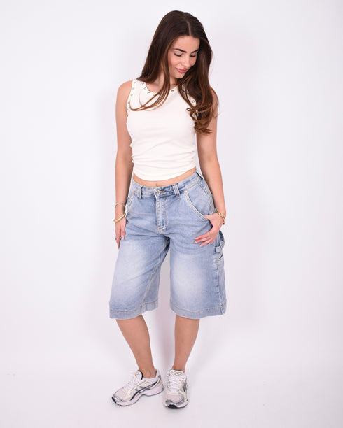 carpenter stretch jort blue