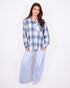 Checked rhinestone blouse Blue
