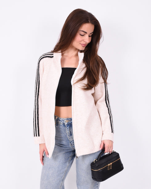 striped knit vest beige