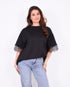 lace back split t-shirt black