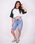 distressed stretch jort blue