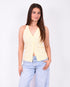 button knit v-neck top yellow