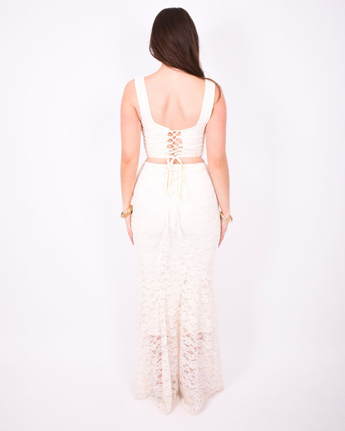 Lace corset two piece Cream