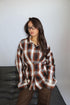 priority checked snatch blouse brown
