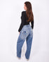 bum denim patch stretch jeans