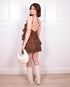 Ruffle dress brown