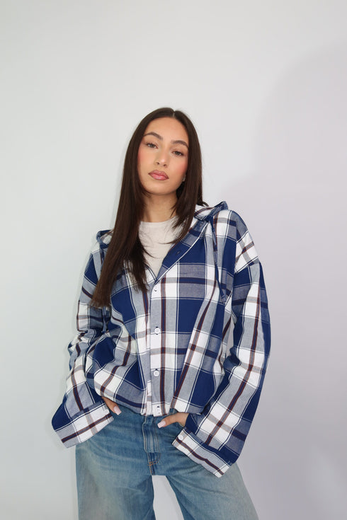 priority checkered jacket blue