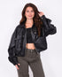 leather bomber jacket black