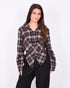 snatch checkered blouse taupe