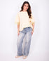 lace back split t-shirt yellow